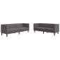 vidaXL Σετ Καναπέδων Chesterfield 2 Τεμαχίων από Γκρι Συνθετικό Δέρμα