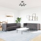 vidaXL Σετ Καναπέδων Chesterfield 2 Τεμαχίων από Γκρι Συνθετικό Δέρμα