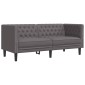 vidaXL Σετ Καναπέδων Chesterfield 2 Τεμαχίων από Γκρι Συνθετικό Δέρμα
