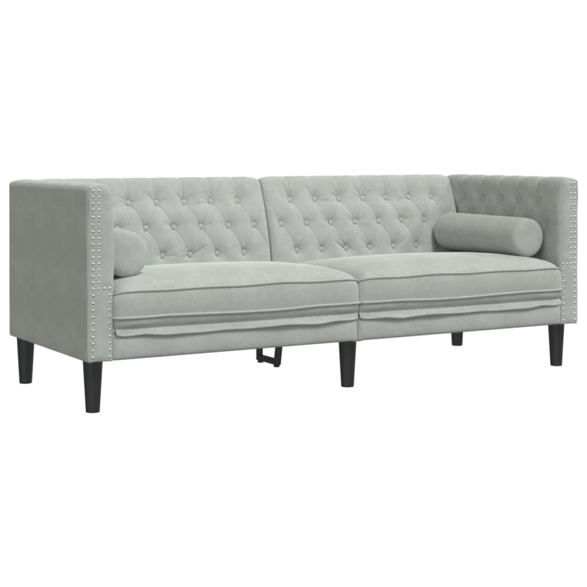 vidaXL Καναπές Chesterfield Σετ 3 Τεμ. με Στηρίγματα Αν. Γκρι Βελούδο