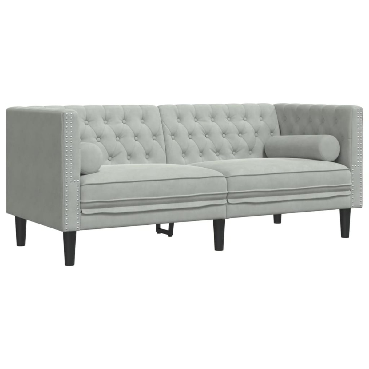 vidaXL Καναπές Chesterfield Σετ 3 Τεμ. με Στηρίγματα Αν. Γκρι Βελούδο