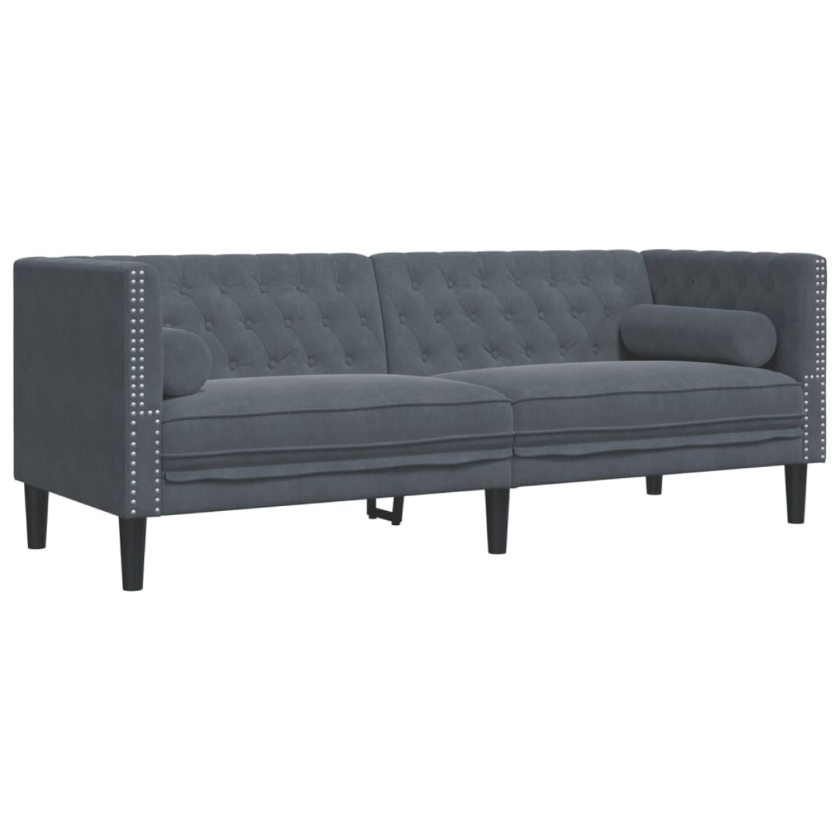 vidaXL Καναπές Chesterfield Σετ 3 Τεμ. με Στηρίγματα Σκ. Γκρι Βελούδο