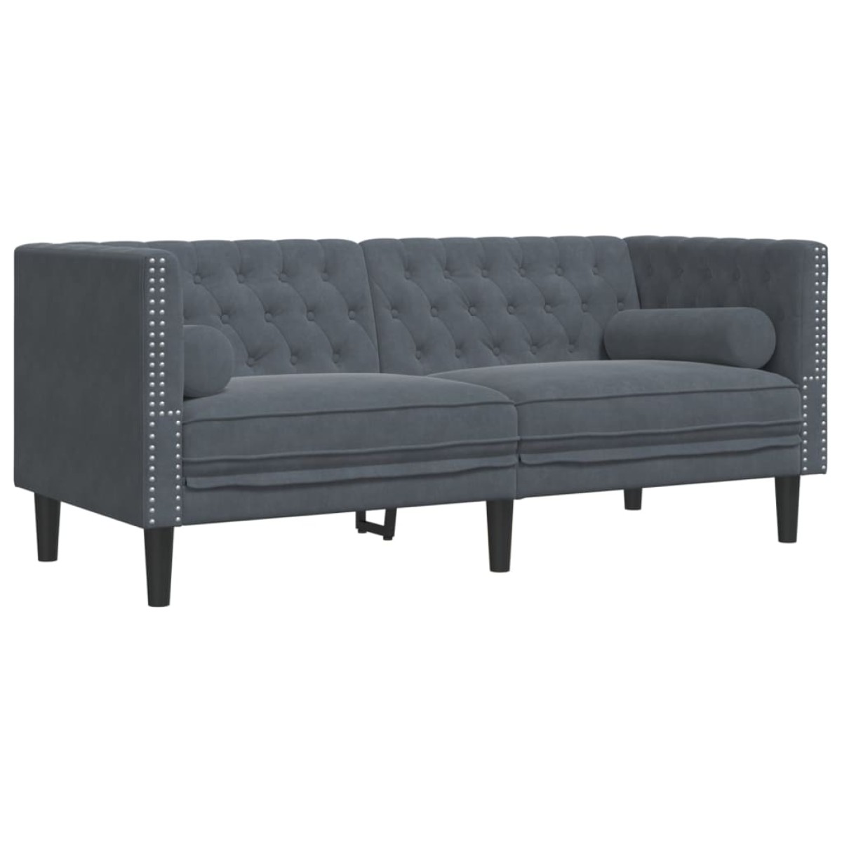 vidaXL Καναπές Chesterfield Σετ 3 Τεμ. με Στηρίγματα Σκ. Γκρι Βελούδο