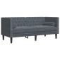 vidaXL Καναπές Chesterfield Σετ 3 Τεμ. με Στηρίγματα Σκ. Γκρι Βελούδο