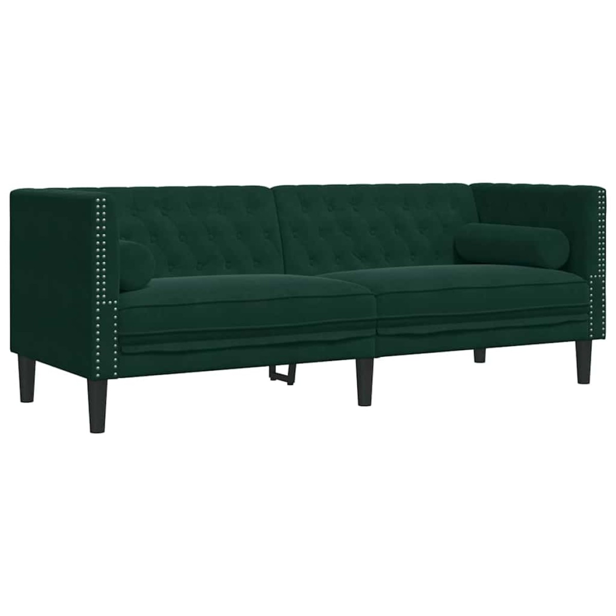 vidaXL Καναπές Chesterfield 3τεμαχίων μαξιλάρια σκούρο πράσινο βελούδο