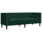 vidaXL Καναπές Chesterfield 3τεμαχίων μαξιλάρια σκούρο πράσινο βελούδο