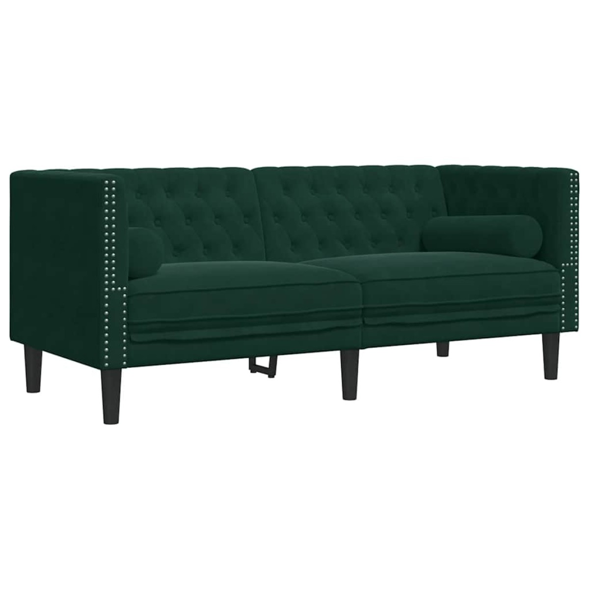 vidaXL Καναπές Chesterfield 3τεμαχίων μαξιλάρια σκούρο πράσινο βελούδο