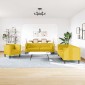 vidaXL Σετ Καναπέδων Chesterfield 3 Τεμαχίων με Στηρίγματα Κίτρινο Βελούδο
