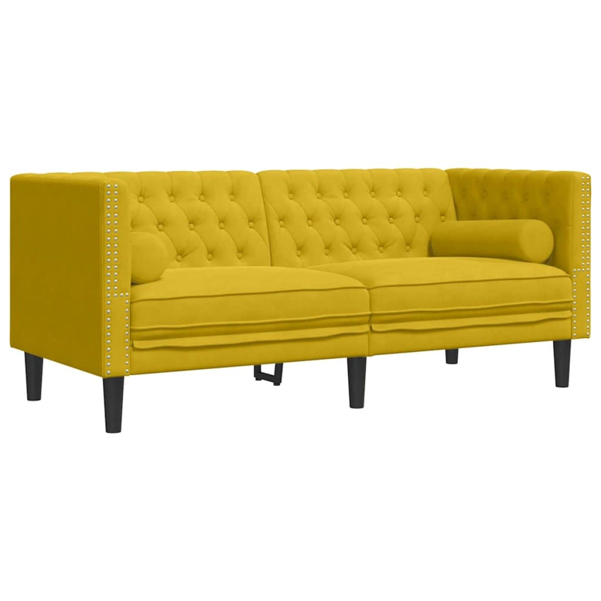 vidaXL Σετ Καναπέδων Chesterfield 3 Τεμαχίων με Στηρίγματα Κίτρινο Βελούδο