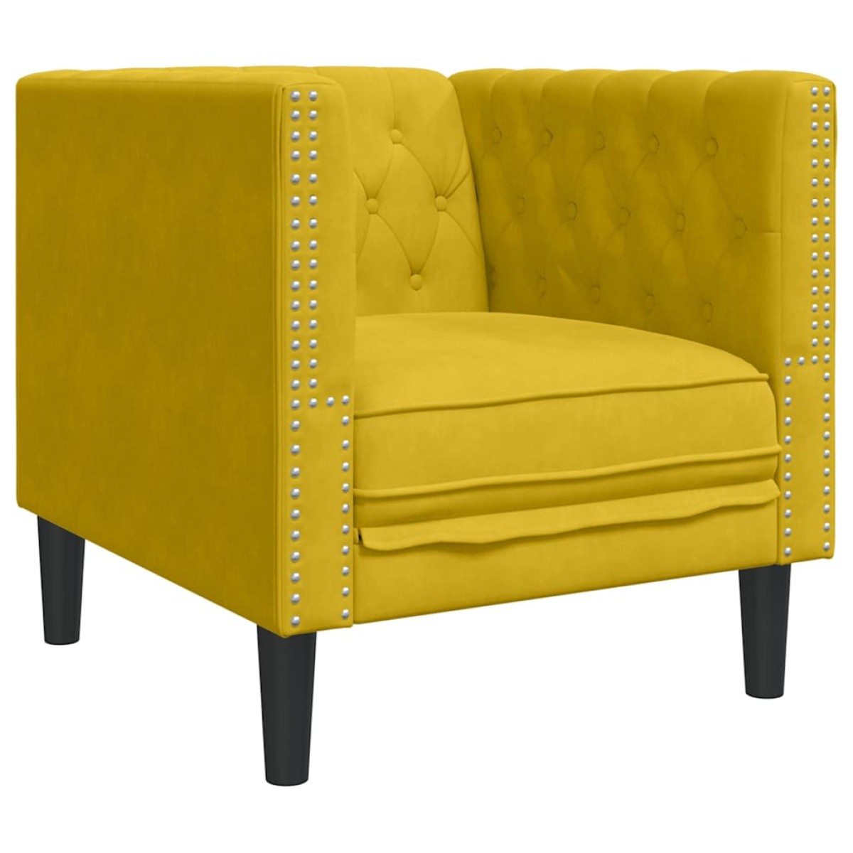 vidaXL Σετ Καναπέδων Chesterfield 3 Τεμαχίων με Στηρίγματα Κίτρινο Βελούδο