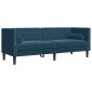 vidaXL Σετ Καναπέδων Chesterfield 3 Τεμαχίων με Στηρίγματα από Μπλε Βελούδο