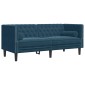 vidaXL Σετ Καναπέδων Chesterfield 3 Τεμαχίων με Στηρίγματα από Μπλε Βελούδο