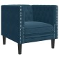 vidaXL Σετ Καναπέδων Chesterfield 3 Τεμαχίων με Στηρίγματα από Μπλε Βελούδο