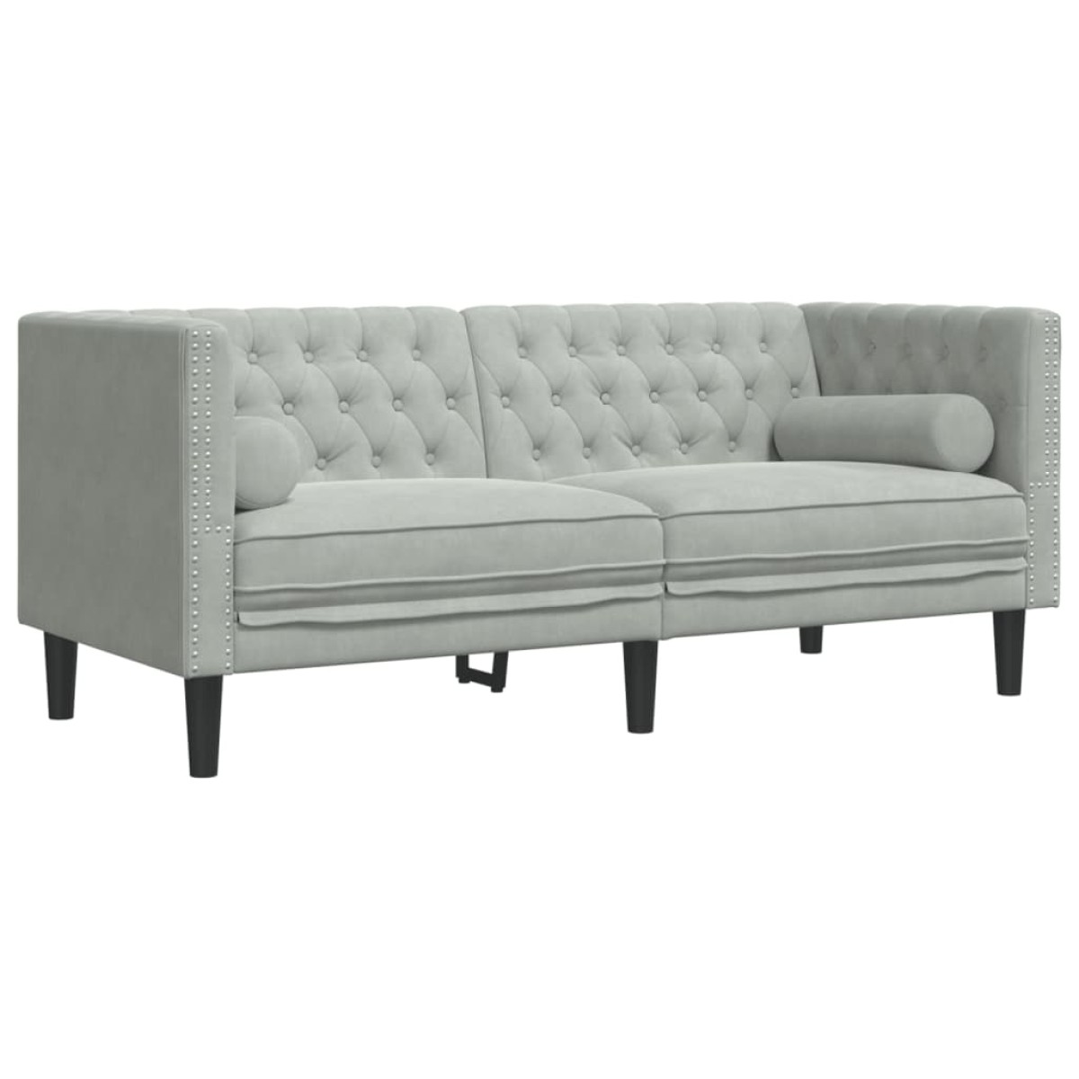 vidaXL Καναπές Chesterfield Σετ 2 Τεμ. με Στηρίγματα Αν. Γκρι Βελούδο