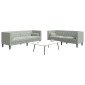 vidaXL Καναπές Chesterfield Σετ 2 Τεμ. με Στηρίγματα Αν. Γκρι Βελούδο