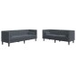 vidaXL Καναπές Chesterfield Σετ 2 Τεμ. με Στηρίγματα Σκ. Γκρι Βελούδο
