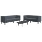 vidaXL Καναπές Chesterfield Σετ 2 Τεμ. με Στηρίγματα Σκ. Γκρι Βελούδο
