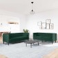 vidaXL Καναπές Chesterfield Σετ 2 Τεμ. με Στηρίγματα Πράσινο Βελούδο