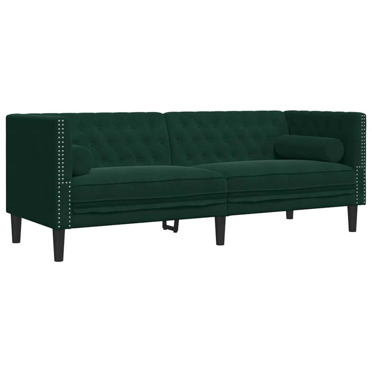 vidaXL Καναπές Chesterfield Σετ 2 Τεμ. με Στηρίγματα Πράσινο Βελούδο