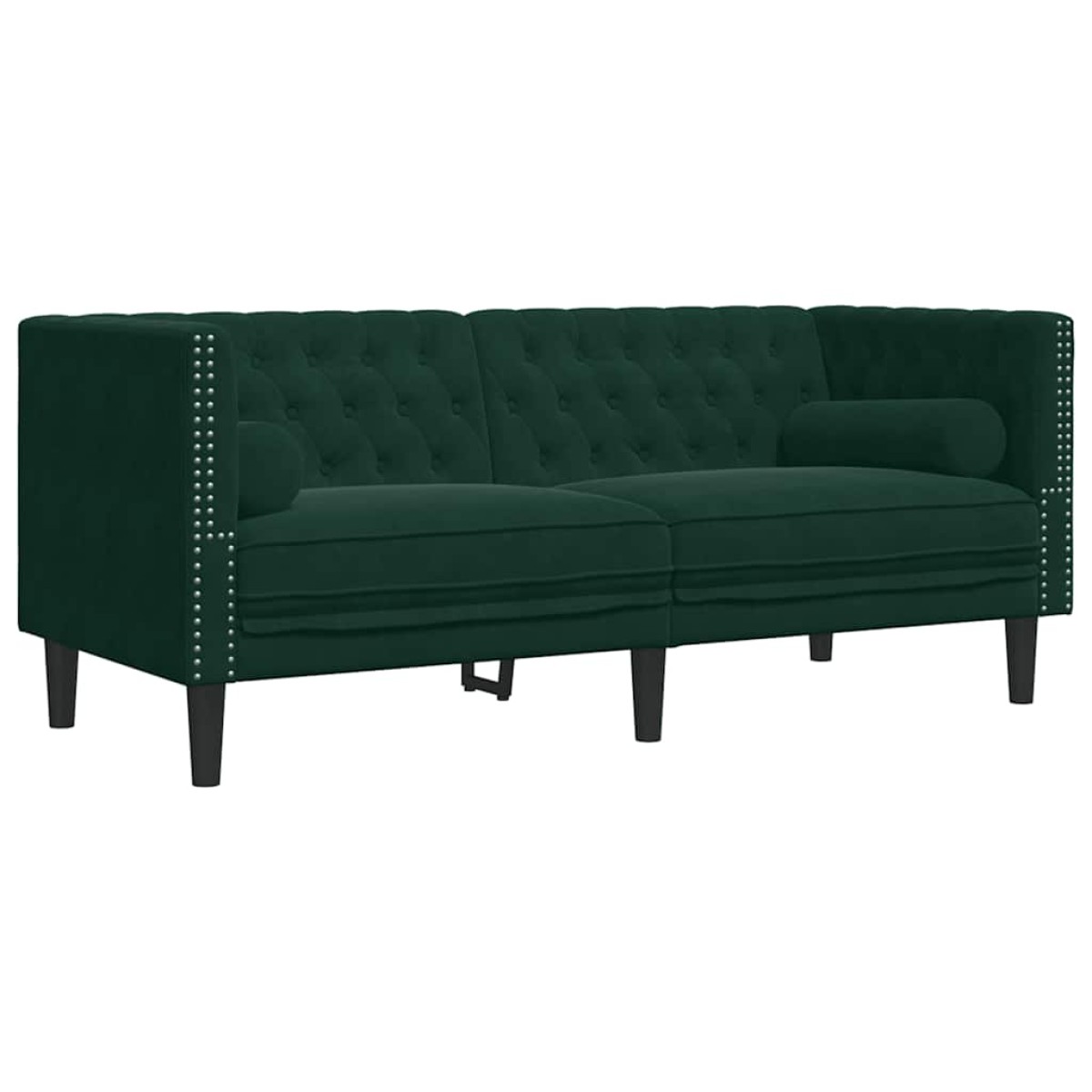 vidaXL Καναπές Chesterfield Σετ 2 Τεμ. με Στηρίγματα Πράσινο Βελούδο