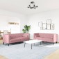 vidaXL Σετ Καναπέδων Chesterfield 2 Τεμαχίων με Στηρίγματα Ροζ Βελούδο