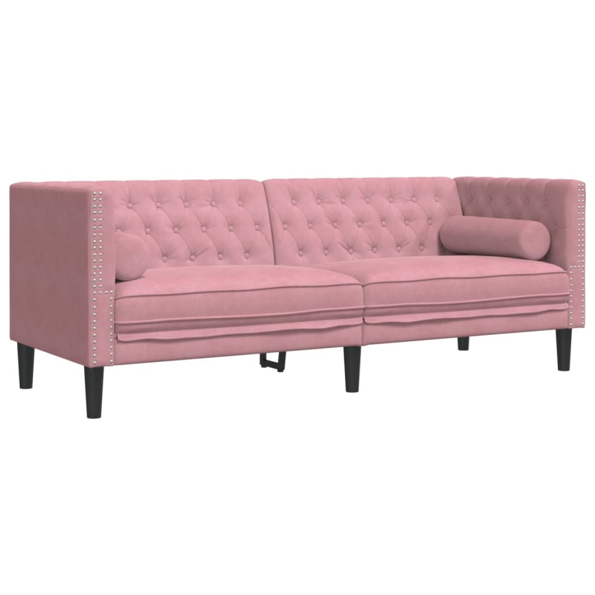vidaXL Σετ Καναπέδων Chesterfield 2 Τεμαχίων με Στηρίγματα Ροζ Βελούδο
