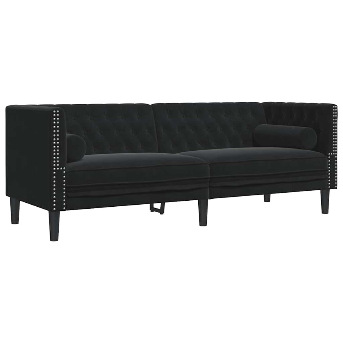 vidaXL Καναπές Chesterfield Σετ 2 Τεμ. με Στηρίγματα Αν. Γκρι Βελούδο