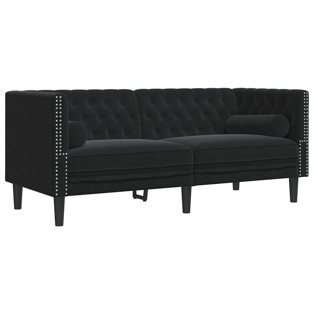 vidaXL Καναπές Chesterfield Σετ 2 Τεμ. με Στηρίγματα Αν. Γκρι Βελούδο
