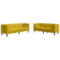 vidaXL Σετ Καναπέδων Chesterfield 2 Τεμαχίων με Στηρίγματα Κίτρινο Βελούδο
