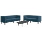 vidaXL Σετ Καναπέδων Chesterfield 2 Τεμαχίων με Στηρίγματα Μπλε Βελούδο