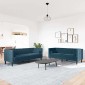 vidaXL Σετ Καναπέδων Chesterfield 2 Τεμαχίων με Στηρίγματα Μπλε Βελούδο