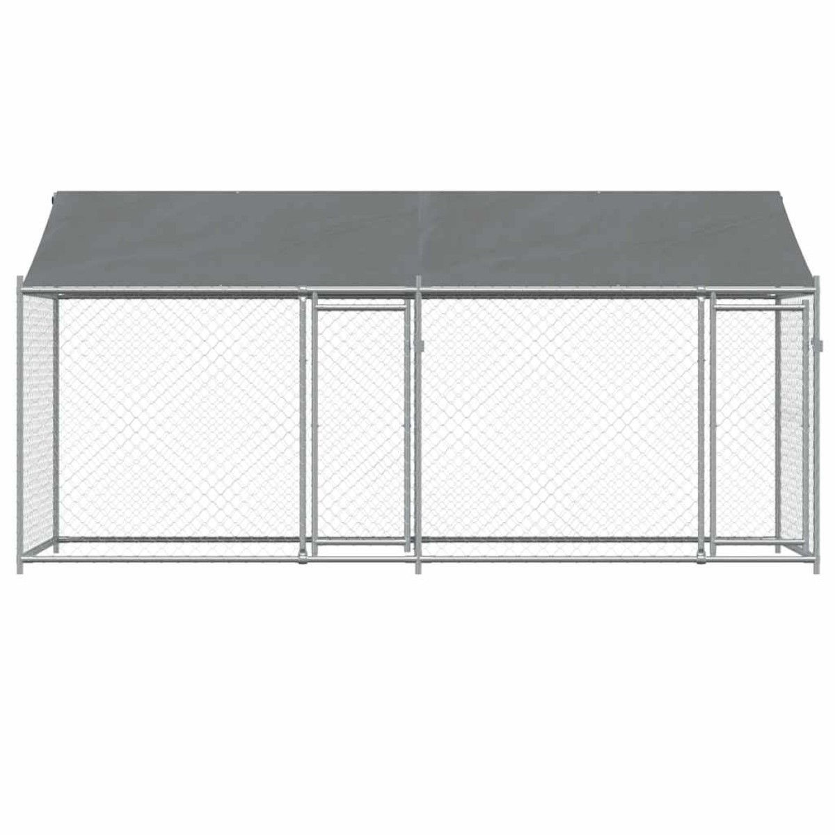 vidaXL Κλουβί Σκύλου με Οροφή και Πόρτες Γκρι 4x2x2 μ. Γαλβ. Χάλυβας