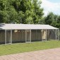 vidaXL Κλουβί Σκύλου με Οροφή και Πόρτες Γκρι 10x2x2 μ. Γαλβ. Χάλυβας