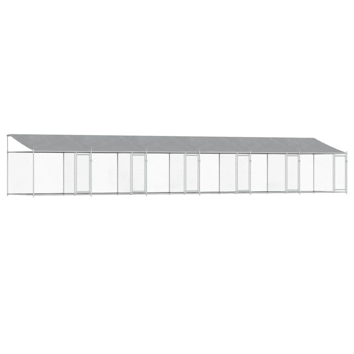 vidaXL Κλουβί Σκύλου με Οροφή και Πόρτες Γκρι 12x2x2 μ. Γαλβ. Χάλυβας