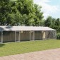 vidaXL Κλουβί Σκύλου με Οροφή και Πόρτες Γκρι 12x2x2 μ. Γαλβ. Χάλυβας