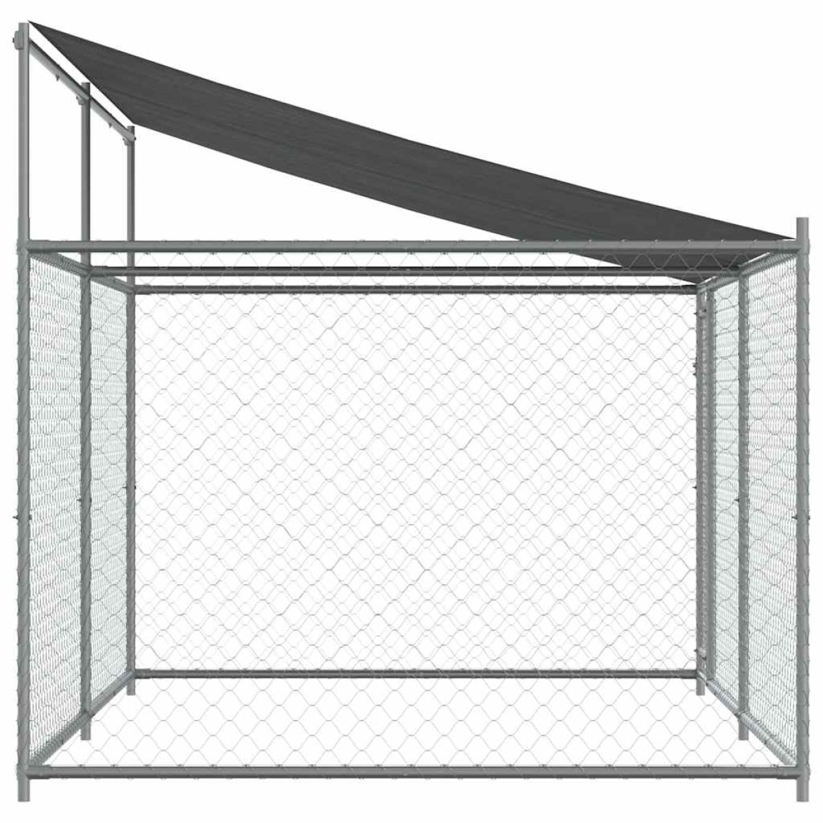 vidaXL Κλουβί Σκύλου με Οροφή και Πόρτες Γκρι 4x2x2 μ. Γαλβ. Χάλυβας