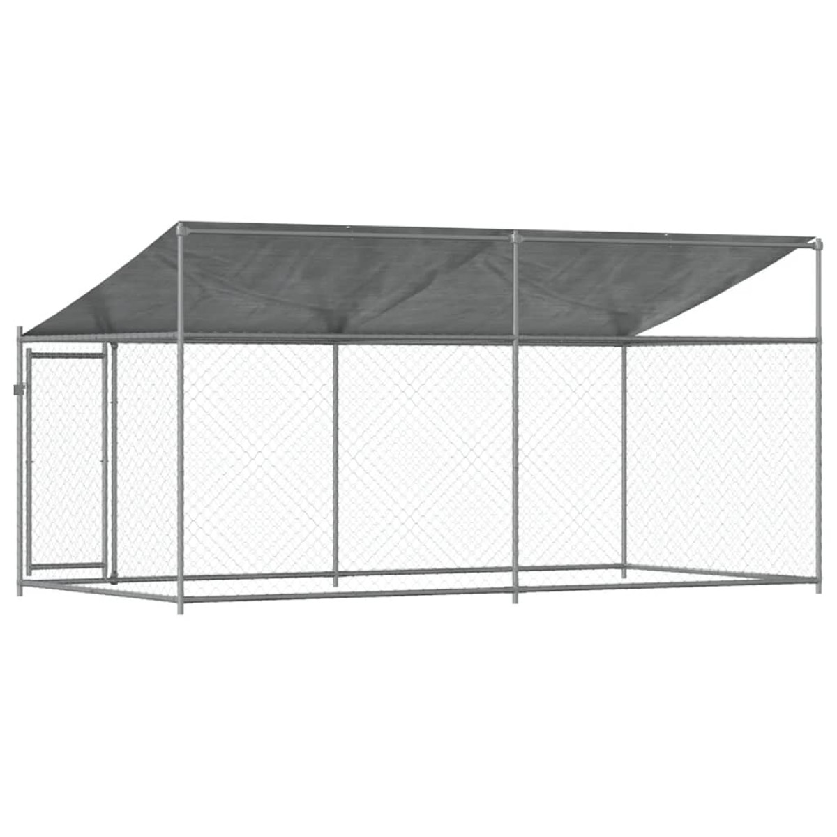 vidaXL Κλουβί Σκύλου με Οροφή και Πόρτες Γκρι 4x2x2 μ. Γαλβ. Χάλυβας