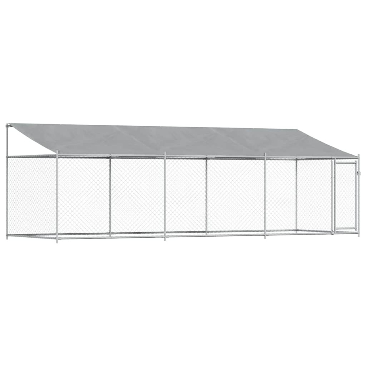 vidaXL Κλουβί Σκύλου με Οροφή και Πόρτες Γκρι 6x2x2 μ. Γαλβ. Χάλυβας