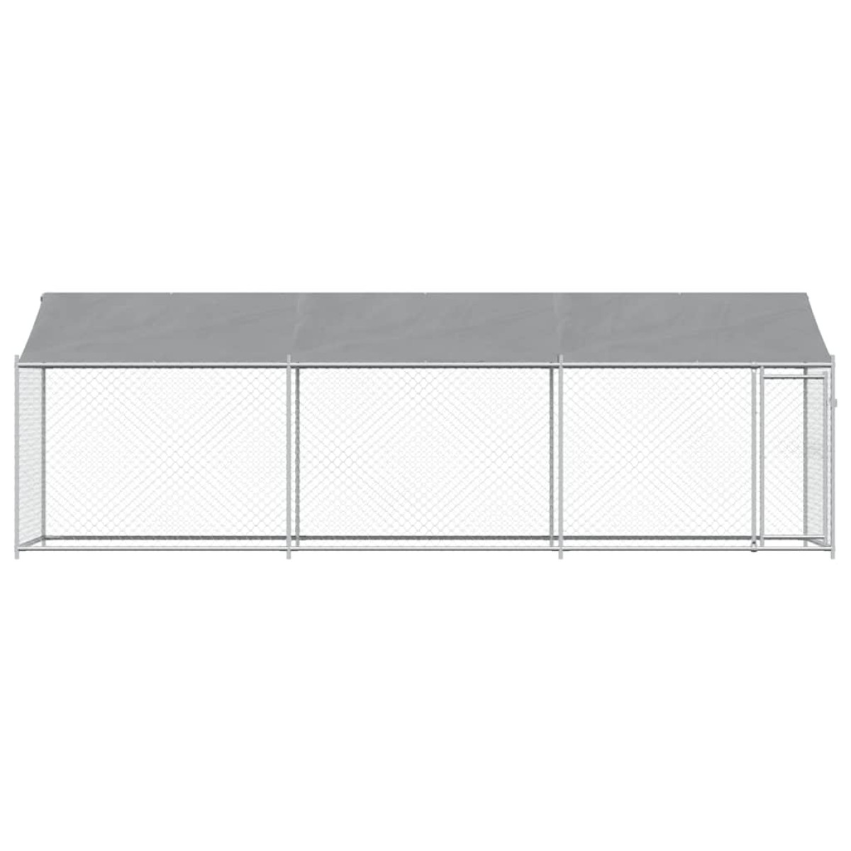 vidaXL Κλουβί Σκύλου με Οροφή και Πόρτες Γκρι 6x2x2 μ. Γαλβ. Χάλυβας