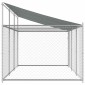 vidaXL Κλουβί Σκύλου με Οροφή και Πόρτες Γκρι 6x2x2 μ. Γαλβ. Χάλυβας