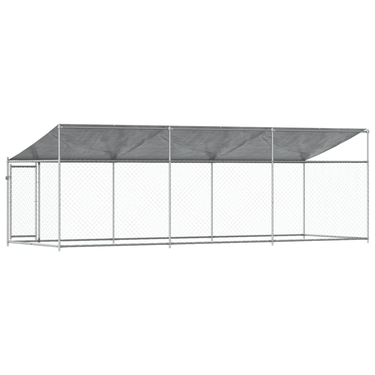 vidaXL Κλουβί Σκύλου με Οροφή και Πόρτες Γκρι 6x2x2 μ. Γαλβ. Χάλυβας