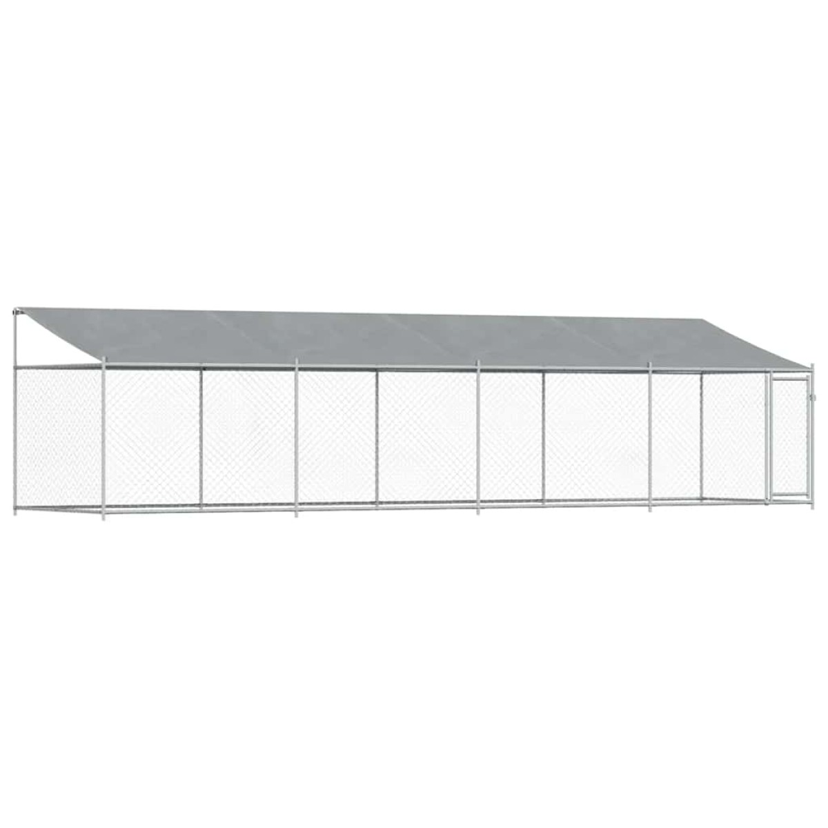 vidaXL Κλουβί Σκύλου με Οροφή και Πόρτες Γκρι 8x2x2 μ. Γαλβ. Χάλυβας