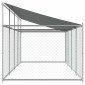 vidaXL Κλουβί Σκύλου με Οροφή και Πόρτες Γκρι 8x2x2 μ. Γαλβ. Χάλυβας
