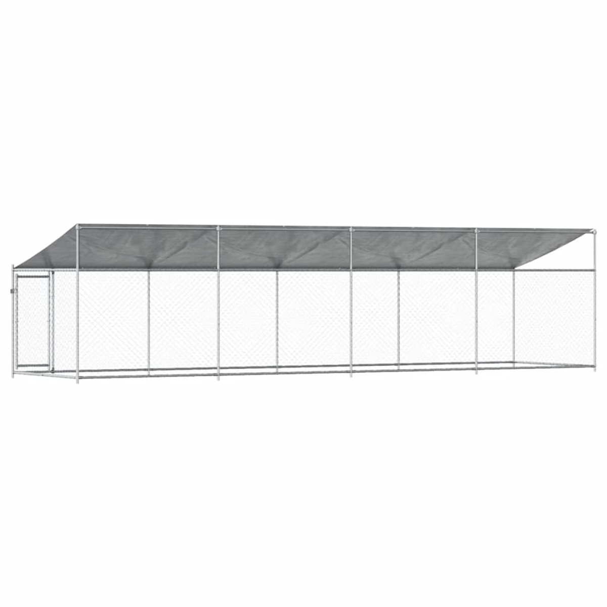 vidaXL Κλουβί Σκύλου με Οροφή και Πόρτες Γκρι 8x2x2 μ. Γαλβ. Χάλυβας