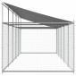 vidaXL Κλουβί Σκύλου με Οροφή και Πόρτες Γκρι 10x2x2 μ. Γαλβ. Χάλυβας