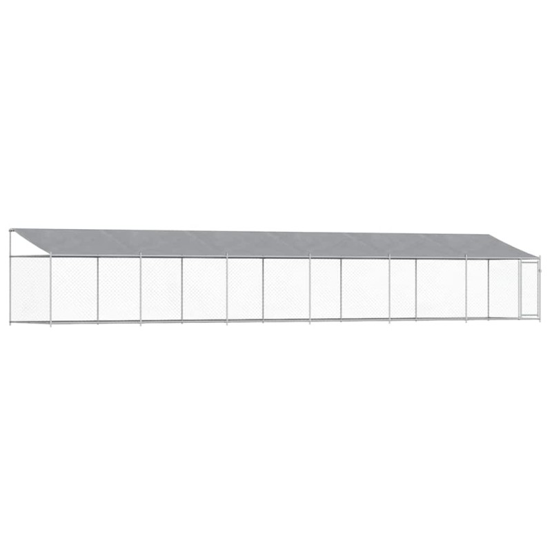 vidaXL Κλουβί Σκύλου με Οροφή και Πόρτες Γκρι 12x2x2 μ. Γαλβ. Χάλυβας