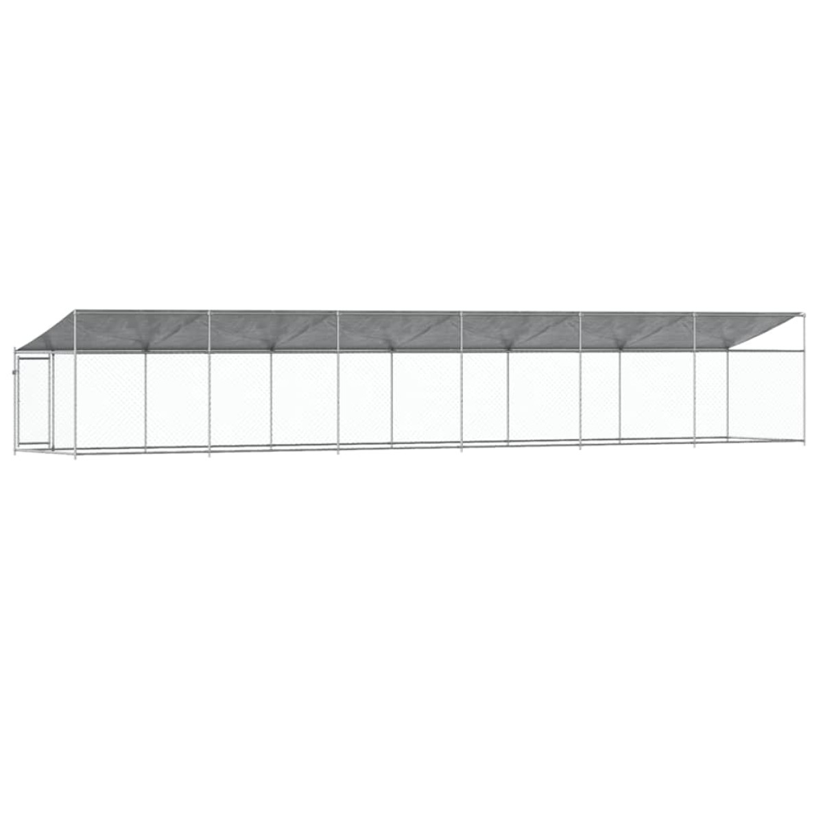vidaXL Κλουβί Σκύλου με Οροφή και Πόρτες Γκρι 12x2x2 μ. Γαλβ. Χάλυβας