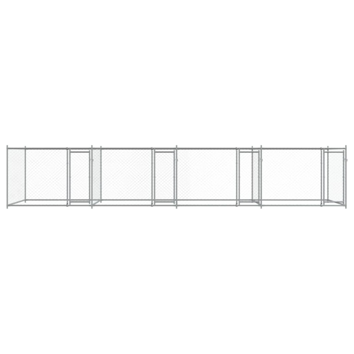 vidaXL Κλουβί Σκύλου με Πόρτες Γκρι 8x2x1,5 μ. Γαλβανισμένος Χάλυβας