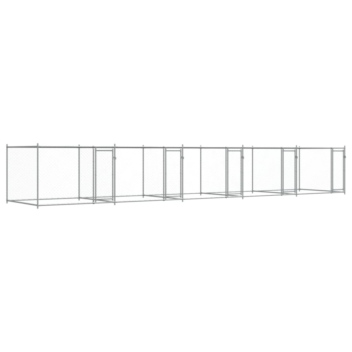 vidaXL Κλουβί Σκύλου με Πόρτες Γκρι 10x2x1,5 μ. Γαλβανισμένος Χάλυβας