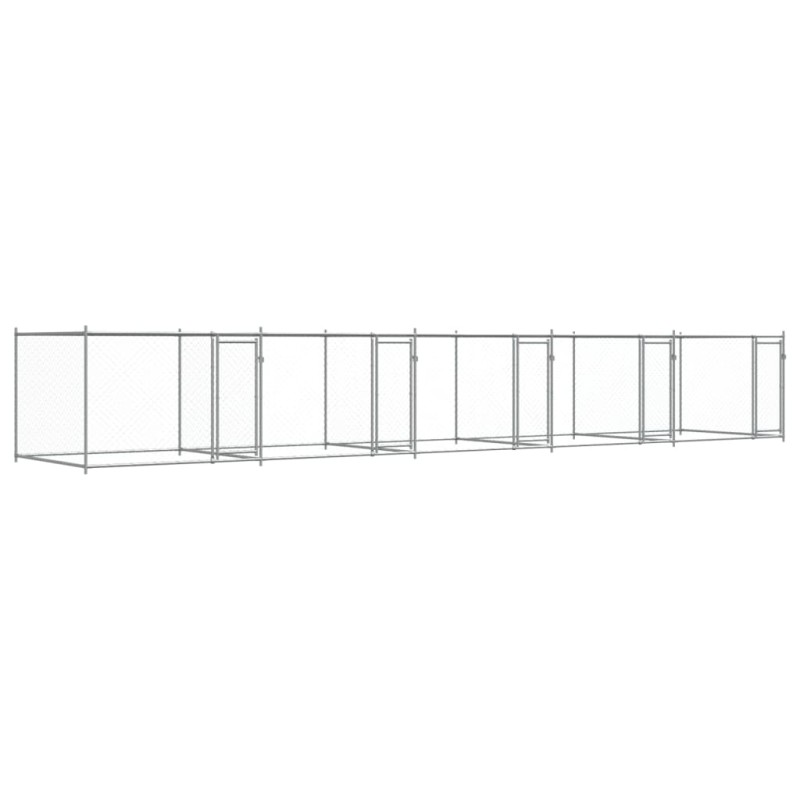 vidaXL Κλουβί Σκύλου με Πόρτες Γκρι 10x2x1,5 μ. Γαλβανισμένος Χάλυβας